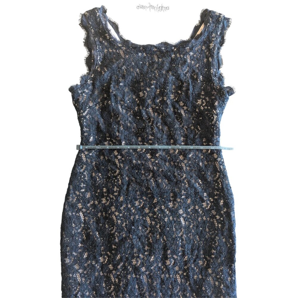 ADRIANNA PAPELL black lace sleeveless form fitting dress - Picture 6 of 9